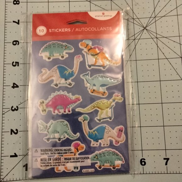 Dinosaur Skateboard Puffer Stickers 10 American Greetings Party Favor - Picture 2 of 5